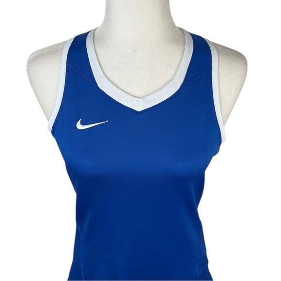 Nike Blue & White Racerback Athletic Dri-Fit Tank Size M - Picture 2 of 9